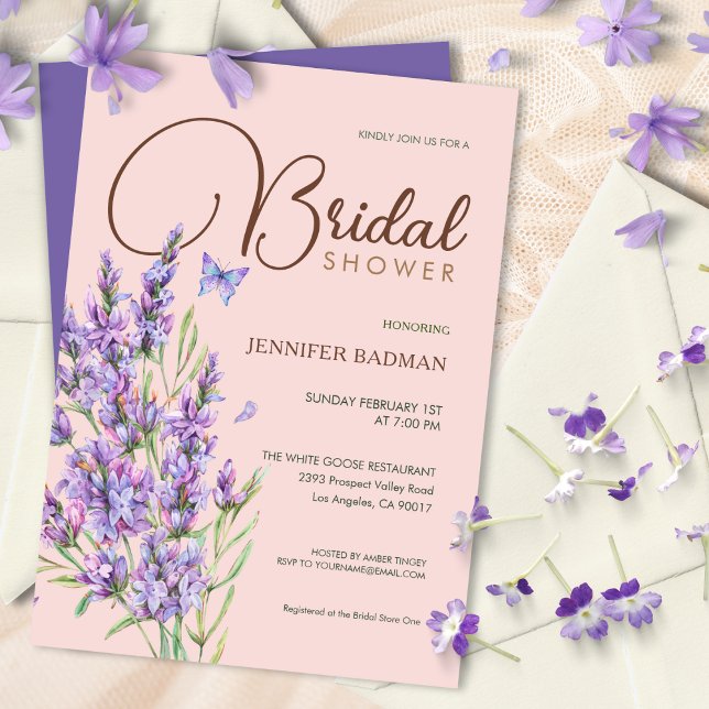 Invitación Lavender Lilac Elegante Mauve acuarela (Subido por el creador)
