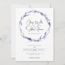 Invitación Lavender Lilac Floral Boho Botánico Guardar La Fec