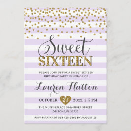 Invitación Lavender Lilac Gold Sweet 16 Fiestas Cumpleaños