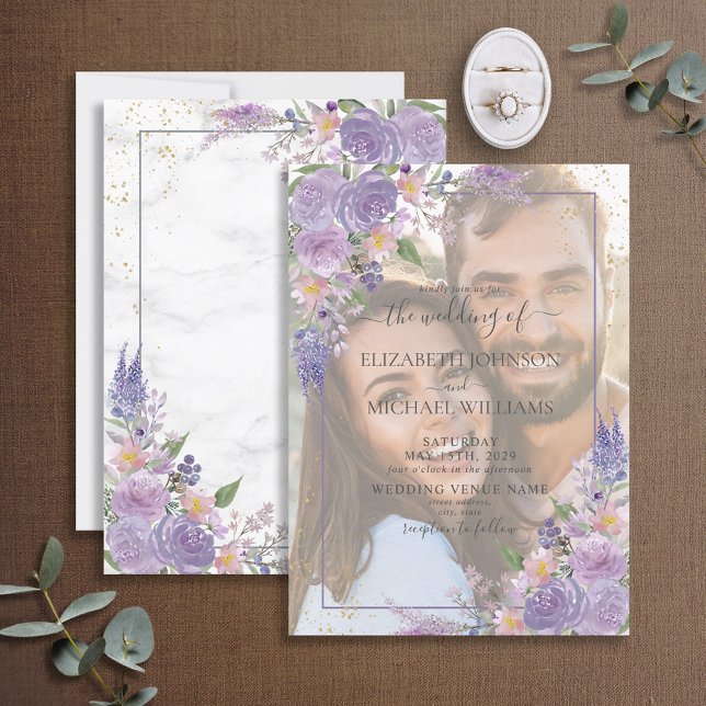 Invitación Lavender Lilac Gold Vellum Overlay Boda (Subido por el creador)