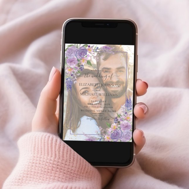 Invitación Lavender Lilac Gold Vellum Overlay Boda (Subido por el creador)