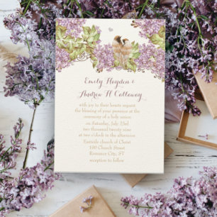 Invitación Lavender Lilac Love Bird Boda