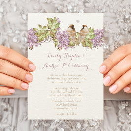 Invitación Lavender Lilac Love Bird Boda