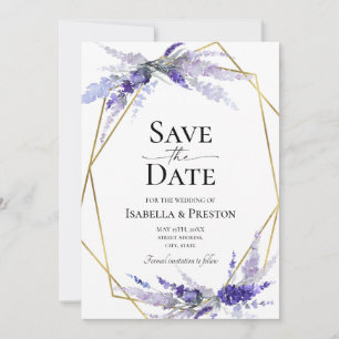 Invitación Lavender Lilac Mauve Boda Floral Salvar La Fecha