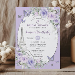 Invitación Lavender Lilac Purple Floral Paris Brillante