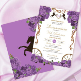 Invitación Lavender Lilac Rosas Charra Quinceañera Occidental