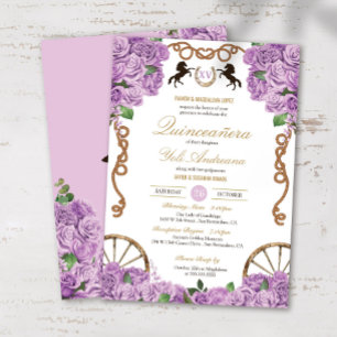 Invitación Lavender Lilac Rosas Charro Quinceanera Occidental