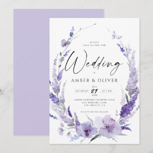 Invitación Lavender Lilac Violet Elegante Boda Moderno
