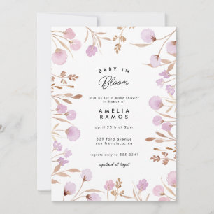 Invitación Lavender Lilac Watercolor Flower Baby Shower