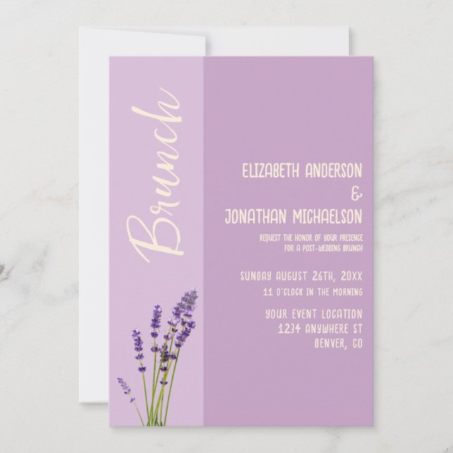 Invitación Lavender Love Boda Brunch (Anverso)