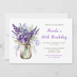Invitación Lavender Mason Jar Birthday Party
