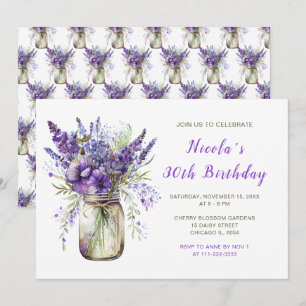 Invitación Lavender Mason Jar Birthday Party
