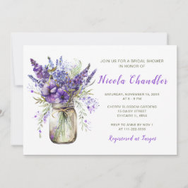 Invitación Lavender Mason Jar Bridal Shower
