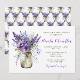 Invitación Lavender Mason Jar Bridal Shower