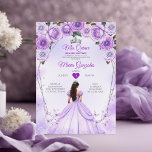 Invitación Lavender Mis Quince 15 Anos Crown Quinceañera<br><div class="desc">Invitación de la Corona de Plata Quinceañera Purple Lavender Quince Quince 15 Anos,  16º Cumpleaños, </div>