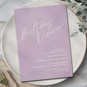 Invitación Lavender Moda Lilac púrpura cena de cumpleaños mín