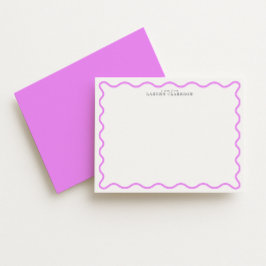 Invitación Lavender Modern Wavy Border Personalized Note Card