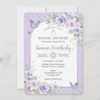 Lavender Morada Mariposas Florales Ducha de Novia