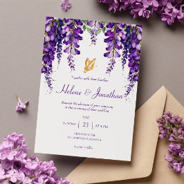 Invitación Lavender Morado Floral Moderno Boda Elegante
