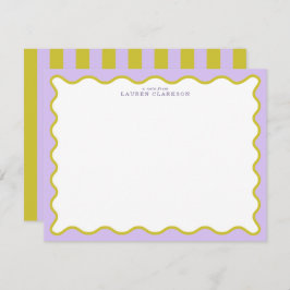 Invitación Lavender & Mustard Wavy Border Note Card