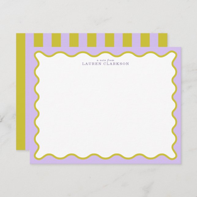 Invitación Lavender & Mustard Wavy Border Note Card (Anverso / Reverso)