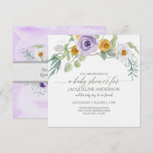 Invitación Lavender n Amber Rosa de oro Floral Baby Shower Ch
