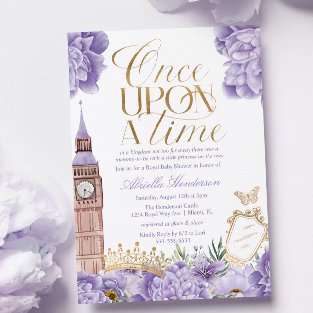 Invitación Lavender Once Upon a Time Princess Baby Shower (Subido por el creador)