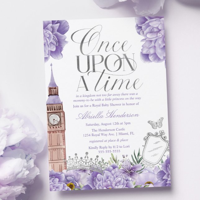 Invitación Lavender Once Upon a Time Princess Baby Shower (Subido por el creador)