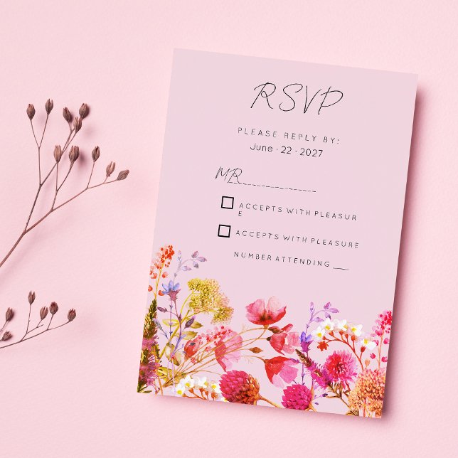 Invitación Lavender Orange Pink Yellow Summer Floral RSVP  (Lavender Orange Pink Yellow Summer Floral RSVP )
