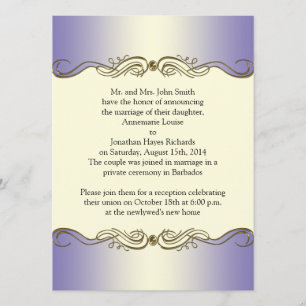 Invitación Lavender Ornate Morado Oro Desplazarse Post Boda I
