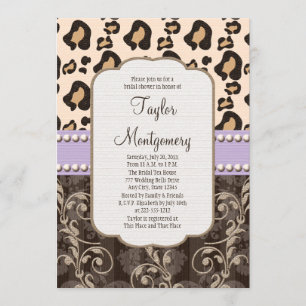 Invitación Lavender Pearl Leopard Print Bridal Shower