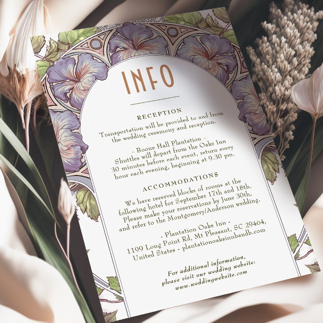 Invitación Lavender Petunia Boda INFO Vintage Art Nouveau (Subido por el creador)