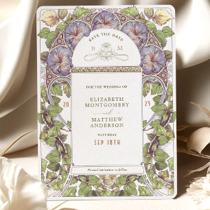 Invitación Lavender Petunia Salva la cita del Art Nouveau vin