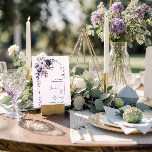 Invitación Lavender, Plum, Purple Arch Save the Date | (Subido por el creador)