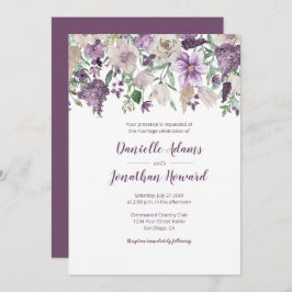 Invitación Lavender Plum Purple Cream Floral Bouquet Boda