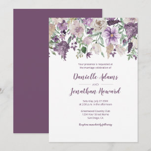 Invitación Lavender Plum Purple Cream Floral Bouquet Boda