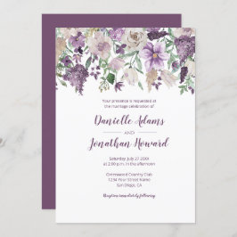 Invitación Lavender Plum Purple Cream Floral Bouquet Boda