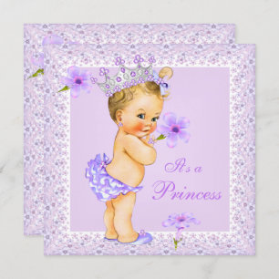 Invitación Lavender Princess Baby Shower Blonde Baby Shower