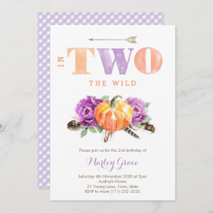 Invitación Lavender Pumpkin Boho Chica 2do Fiesta de cumpleañ