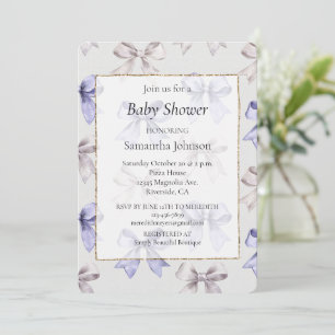 Invitación Lavender Purple Bows Baby Shower
