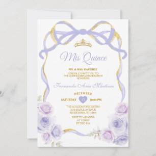 Invitación Lavender Purple Floral Cinta De Oro Miño