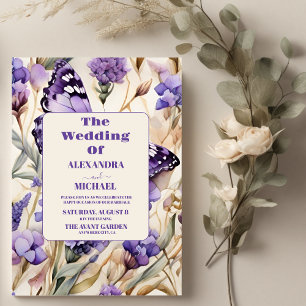 Invitación Lavender Purple Floral Elegante Boda