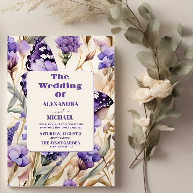 Invitación Lavender Purple Floral Elegante Boda (Subido por el creador)