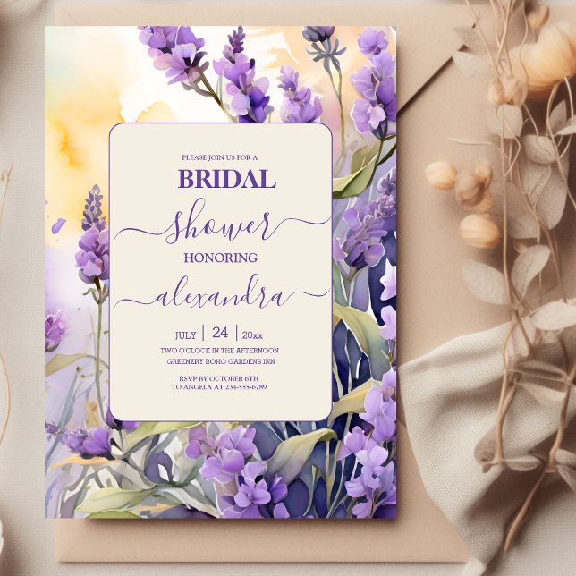 Invitación Lavender Purple Floral Elegante Ducha Bridal (Subido por el creador)