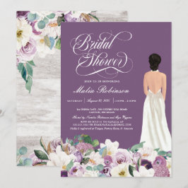 Invitación Lavender Purple Floral Elegante Ducha Bridal