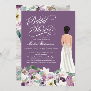 Invitación Lavender Purple Floral Elegante Ducha Bridal