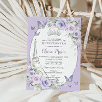 Lavender Purple Floral Paris Butterfly Quinceañera