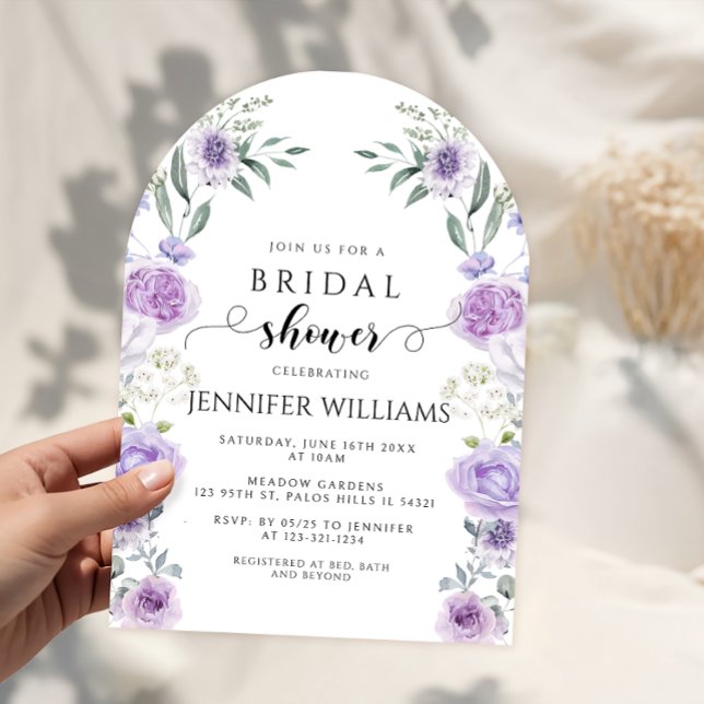 Invitación Lavender Purple Flower Boho Wreath Bridal Shower (Subido por el creador)