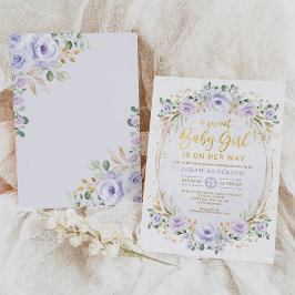 Invitación Lavender Purple Gold Flor Beber Ducha