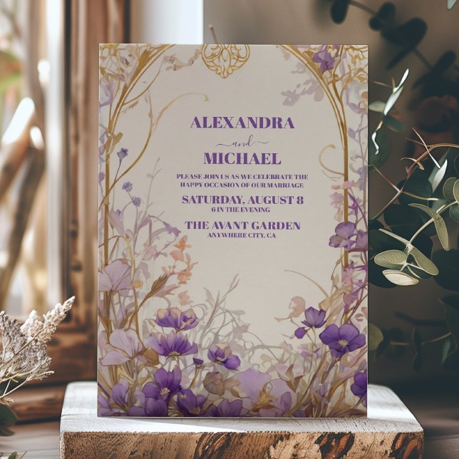 Invitación Lavender Purple & Gold Floral Elegante Boda (Subido por el creador)